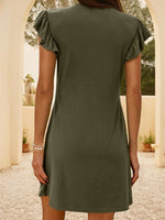V-Neck Ruffle Sleeve Mini Dress