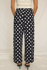 Polka Dot Print Patched Pocket Mid-rise Straight Leg Pants