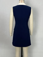 Contrast Collar Button-Front Sleeveless Mini Dress - Ladyez