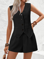 V-Neck Vest and Shorts Set