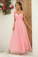 Asymmetrical Ruched Slit Dress - Ladyez