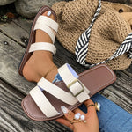 Open Toe Buckle Flat Sandals