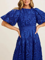 Lace Puff Sleeve Midi Dress