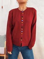Button-Front Cardigan with Colorful Detail Buttons