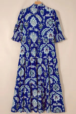 Wild Floral Print Frilled Collar Half Sleeve Dress