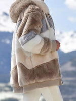 Full Size Fuzzy Zip Up Hooded Outerwear Plus Size