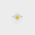 Flower Shape Zircon Platinum-Plated 925 Sterling Silver Ring