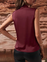 Sleeveless Wrap Draped Blouse - Ladyez