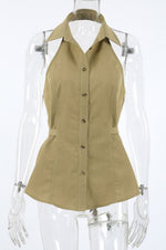 Button-Down Sleeveless Top