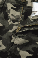 Camouflage Print Multi Pocketed Womens Denim Pants