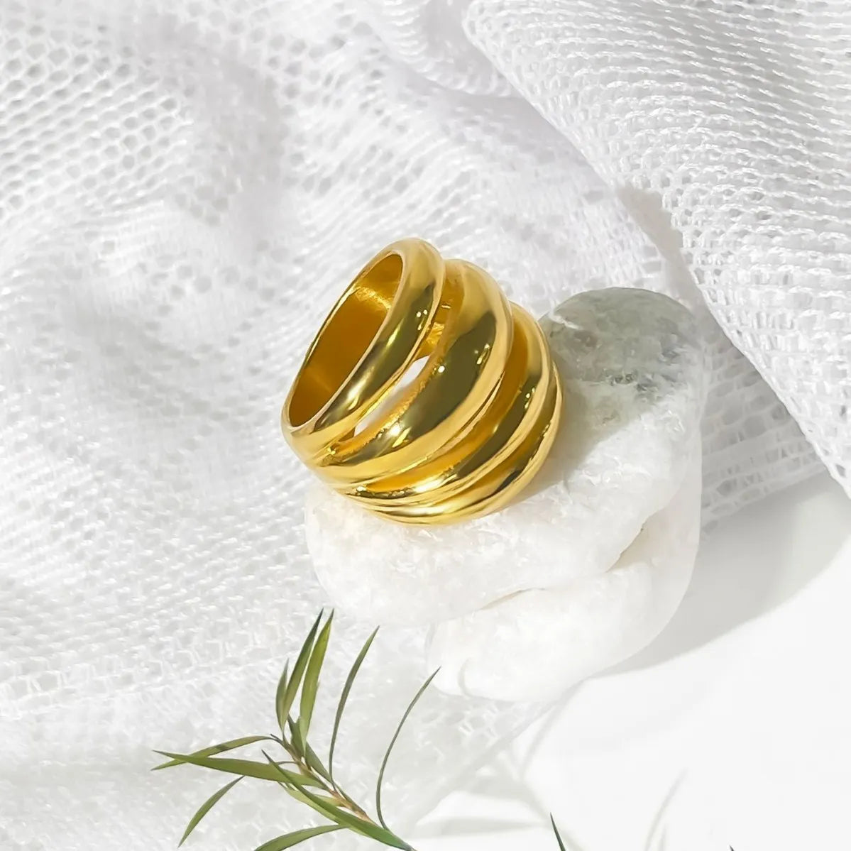 18K Gold-Plated Multi-Layer Statement Ring - Ladyez