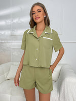 Ivy Lane Short Sleeve Shirt and Shorts Lounge Set - Ladyez