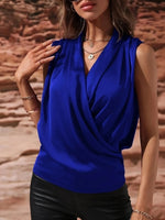 Sleeveless Wrap Draped Blouse - Ladyez