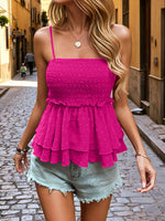 Smocked Ruffle Cami Top - Ladyez