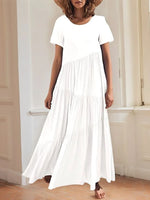 Round Neck Tiered Ruffle Maxi Dress - Ladyez