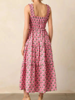 Floral Print Ruffled Midi Dress with Pockets