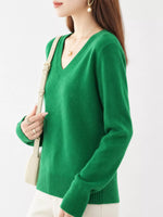 V-Neck Solid Color Sweater