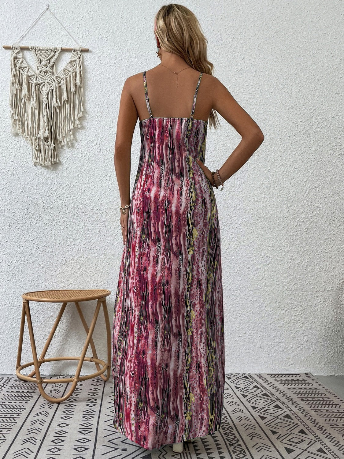 Full Size Printed Scoop Neck Maxi Cami Dress - Ladyez