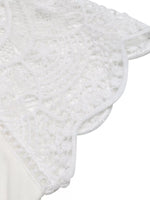 Lace Sleeve Notched Top