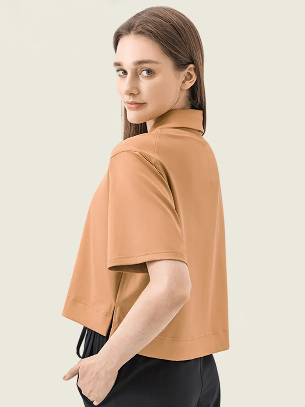 Millennia Half Button Short Sleeve Active T-Shirt - Ladyez