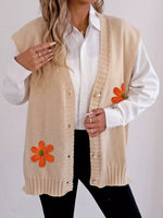 Flower V-Neck Sleeveless Cardigan