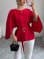 Batwing Sleeve Belted Blouse