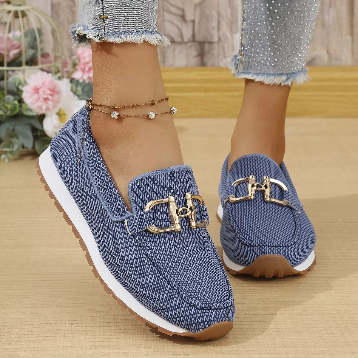 Mesh Round Toe Slip-Ons