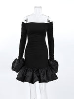 Off-Shoulder Ruffle Hem Mini Dress