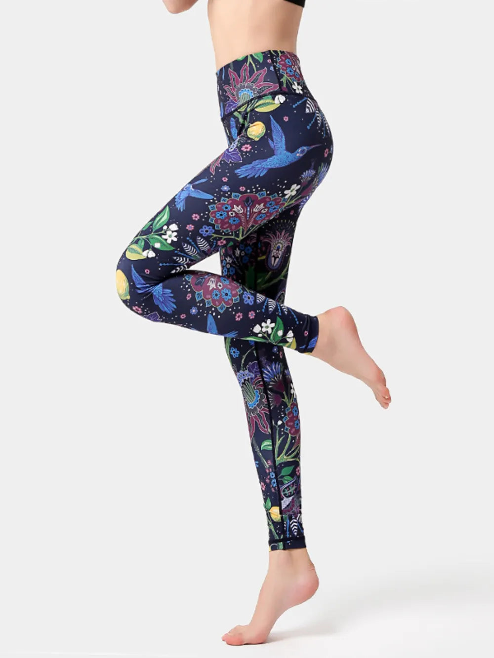 Printed High Waist Active Leggings - Ladyez