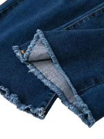 Full Size Distressed Raw Hem Flare Jeans Plus Size - Ladyez