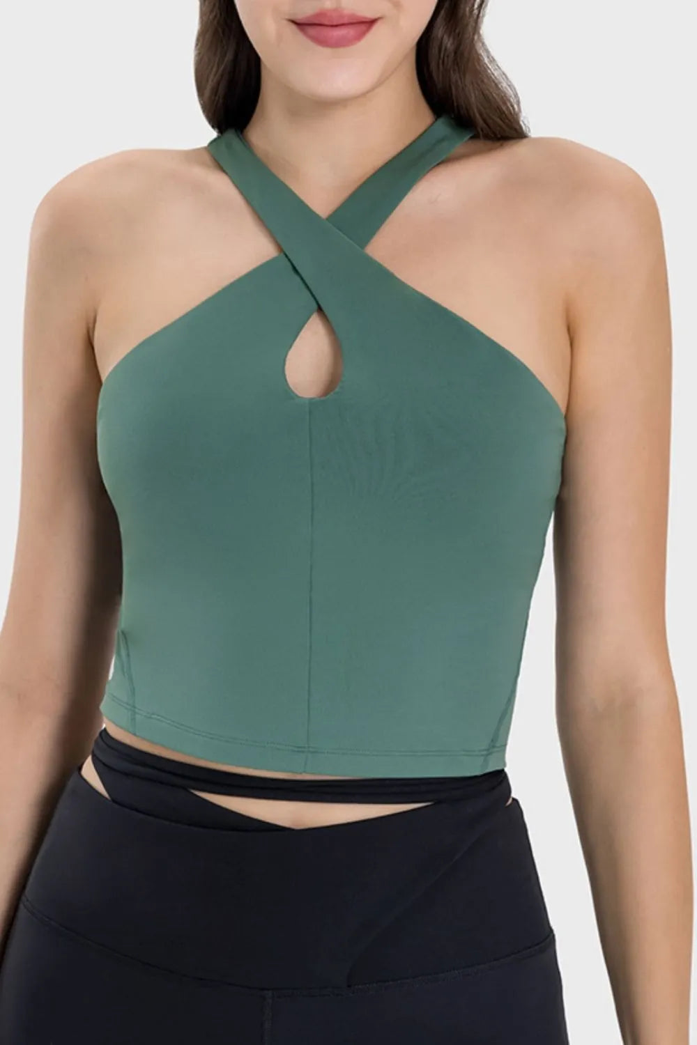 Millennia Crisscross Grecian Neck Active Cami - Ladyez
