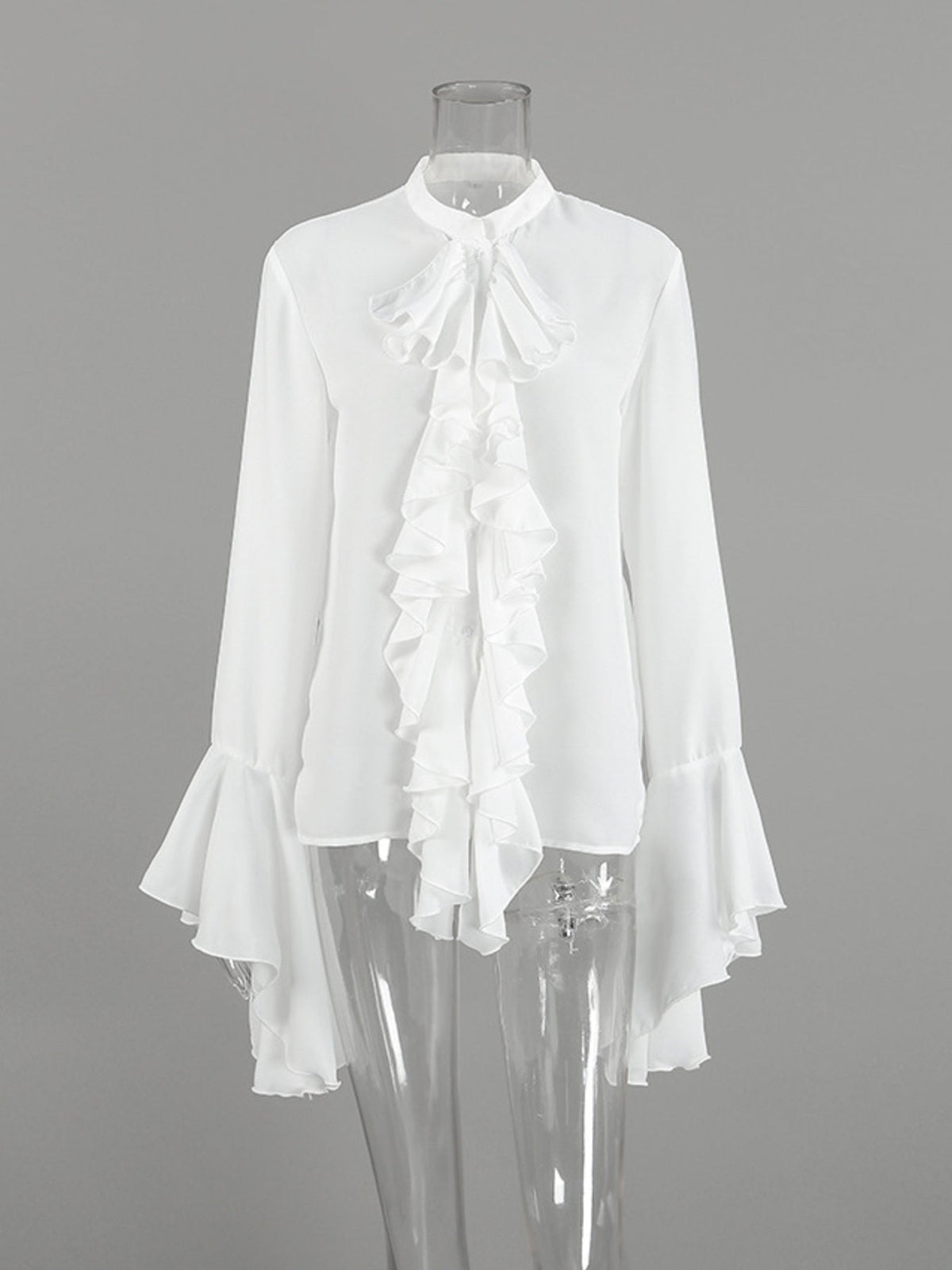 Ruffle Trim Flounce Sleeve Blouse