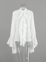 Ruffle Trim Flounce Sleeve Blouse