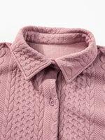 Cable Texture Puff Sleeve Loose Shacket