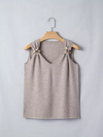 Metal Star Detail V Neck Sweater Knit Tank Top