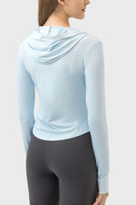 Millennia Pocketed Zip Up Hooded Long Sleeve Active Outerwear - Ladyez