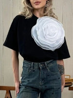 Flower Round Neck Short Sleeve T-Shirt