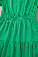 Elegant Ruffled Tiered Puff Sleeve Maxi Dress