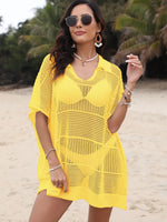 Hollow Out Collared Neck Cover-Up - Ladyez