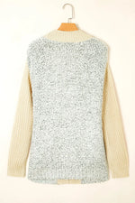 Color Block Side Pockets Open Front Cardigan