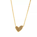 18K Gold-Plated Rhinestone Heart Necklace