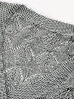 Buttoned Front Openwork Cardigan