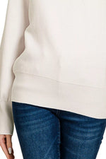 Zenana Viscose Mock Neck Exposed Seam Sweater