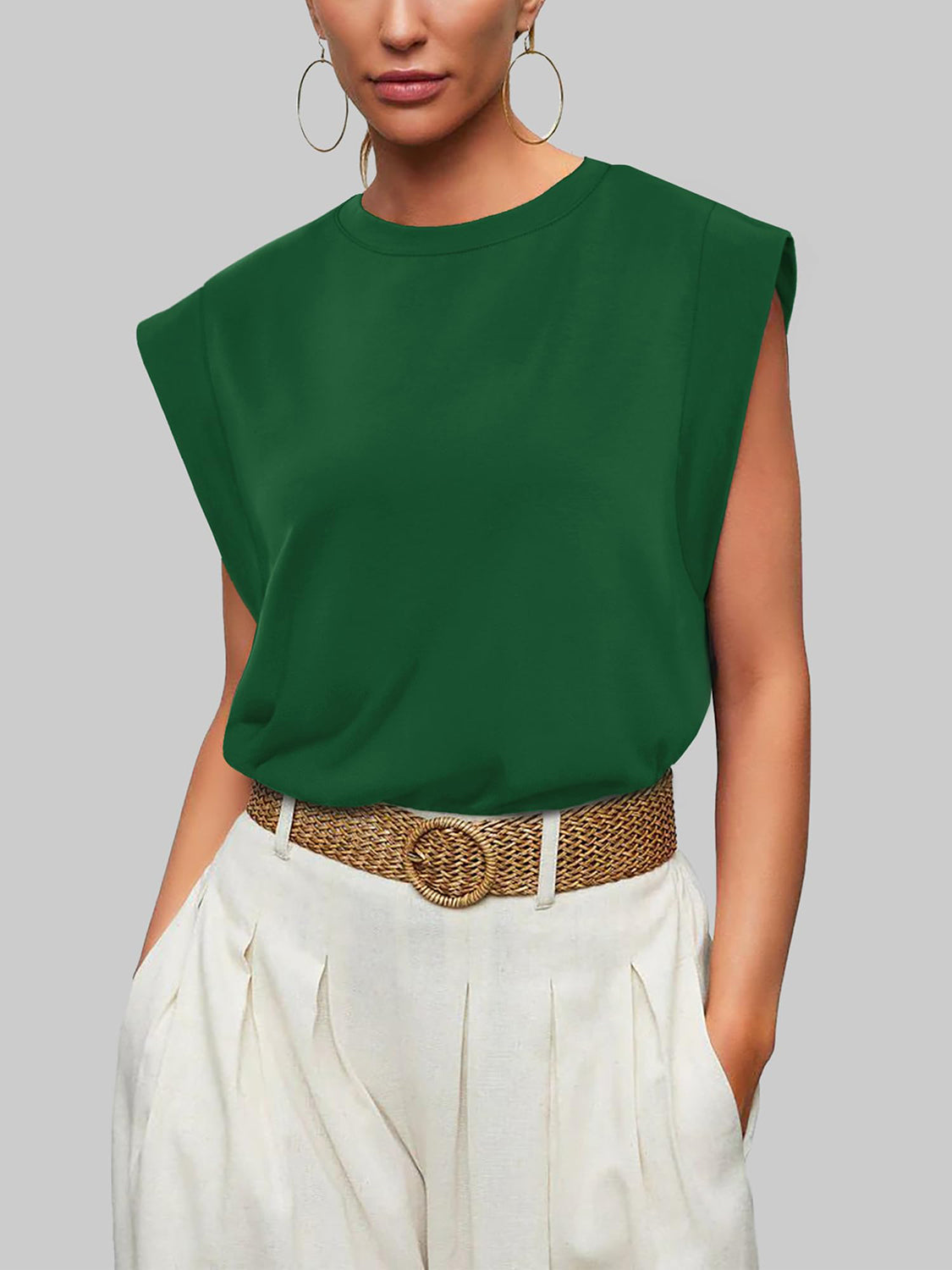 Florira Round Neck Cap Sleeve T-Shirt - Ladyez