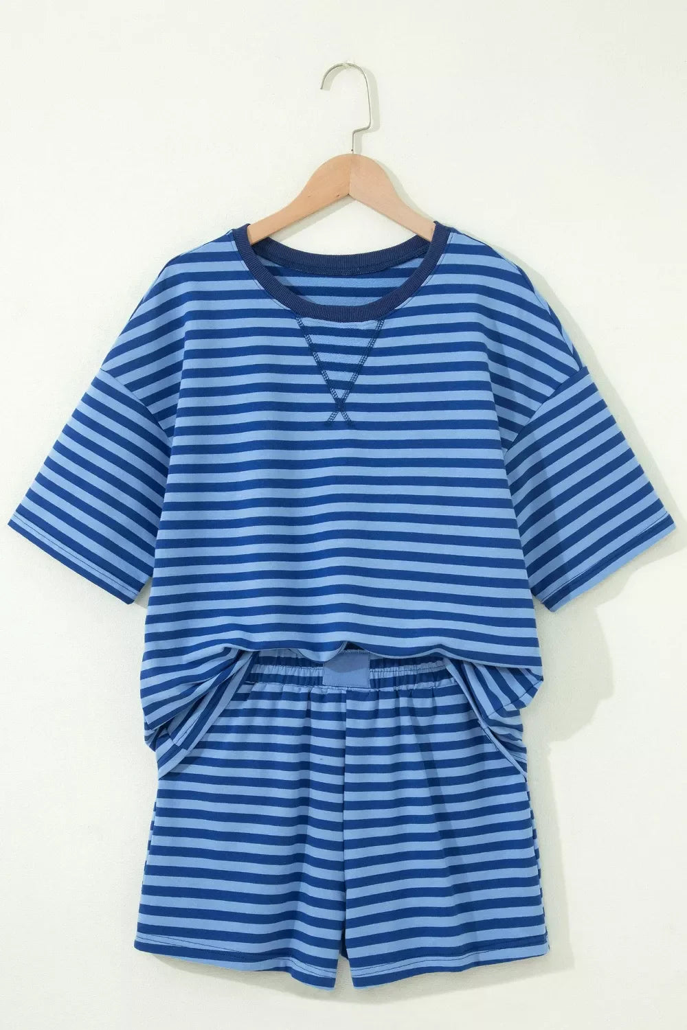 Striped Short Sleeve Top and Shorts Set
