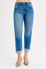 RISEN Full Size High Rise Boyfriend Fit Ankle Jeans Plus SIze - Ladyez