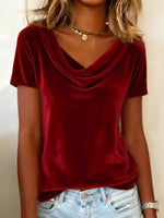 Full Size Cowl Neck Short Sleeve Top Plus Size