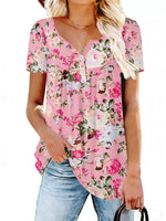 Plus Size Floral Print Short Sleeve T-Shirt