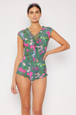 Marina West Swim Bring Me Flowers V-Neck One Piece Swimsuit In Sage - Ladyez