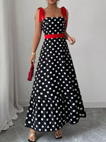 Polka Dot Tie Strap Maxi Dress